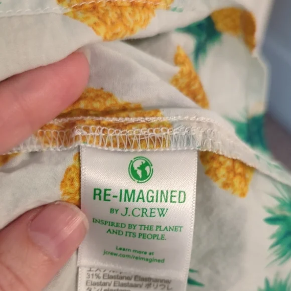 J. Crew Factory Pineapple Print Tie Smocked Top - Picture 5 of 5